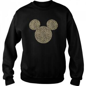 Disney Mickey Mouse Cheetah Print Silhouette Fill Sweatshirt